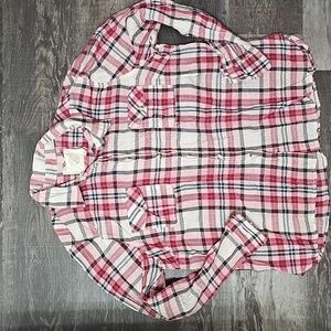 Sanoma Womens Pink Plaid Button-Up Shirt
